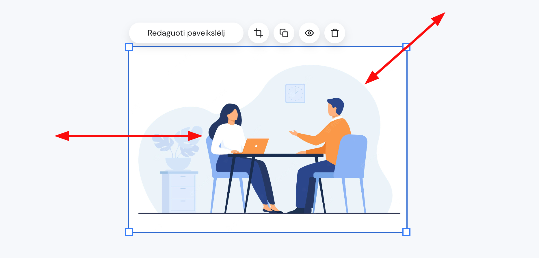 Svetainės elementų dydžio keitimas Hostinger svetainių kūrimo įrankyje