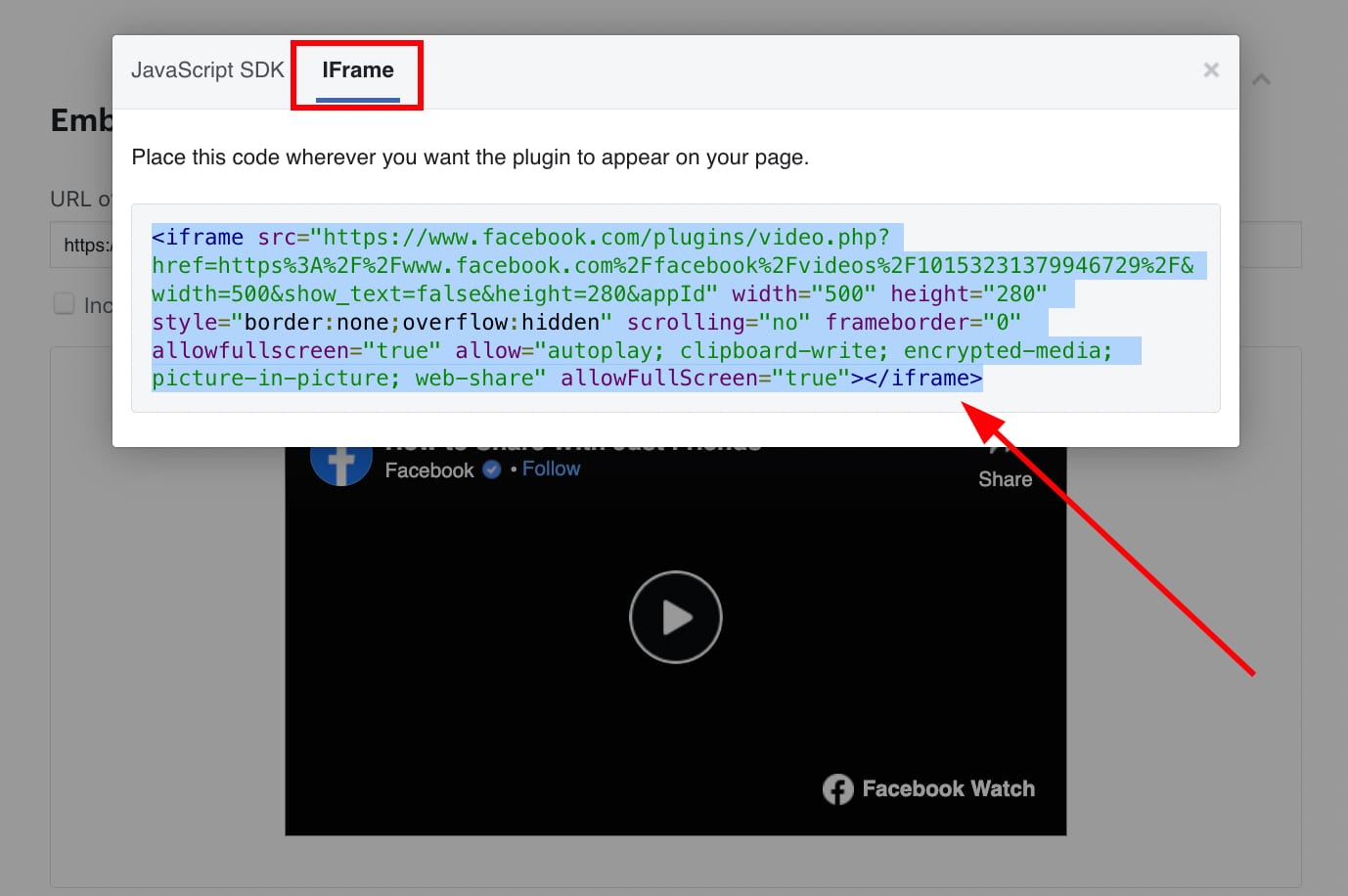 facebook įrašo įterpimui reikalingo kodo kopijavimas
