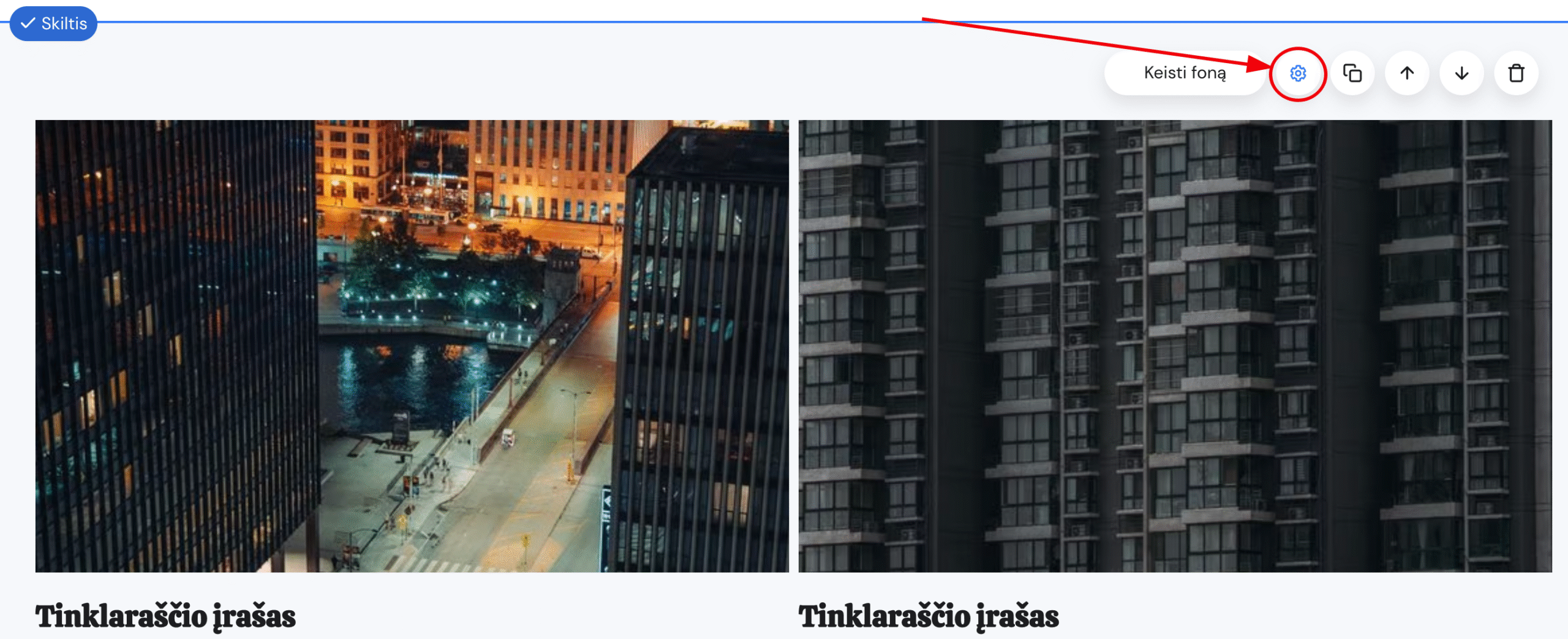 Tinklaraščio skilties nustatymai