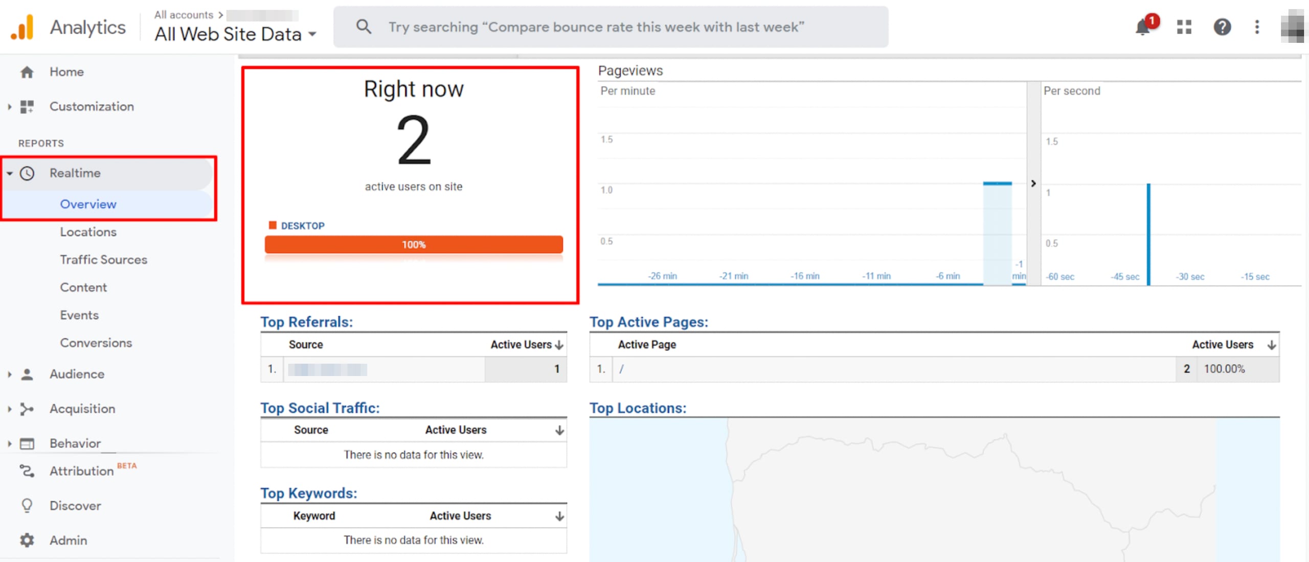 Realiuoju metu gaunamų duomenų statistika Google Analytics platformoje