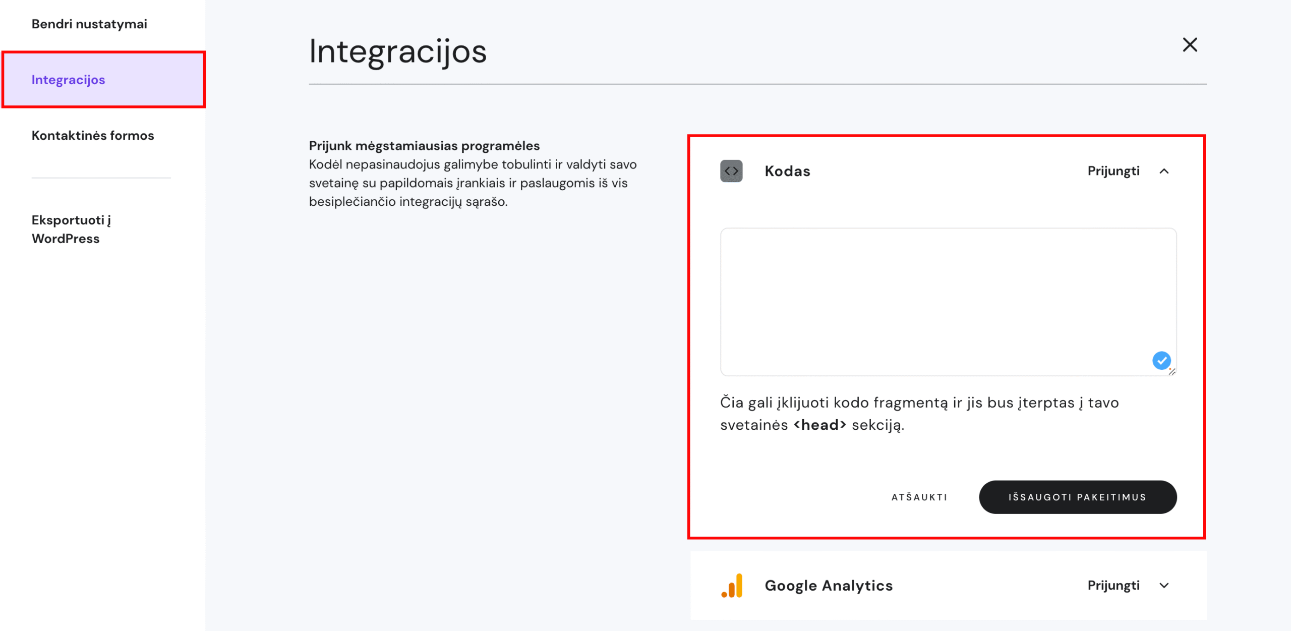 Google AdSense kodo įterpimas į svetainę, sukurtą naudojant Hostinger svetainių kūrimo įrankį