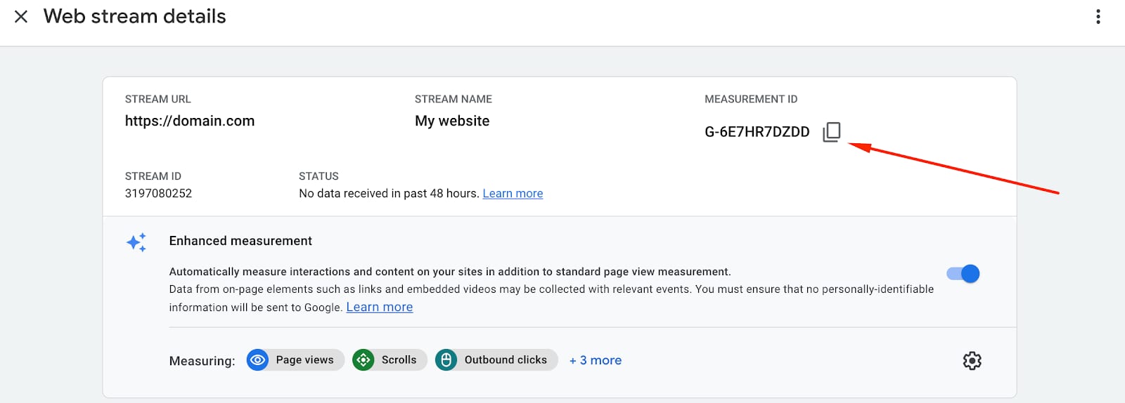 Reikiamas Google Analytics nuosavybės ID