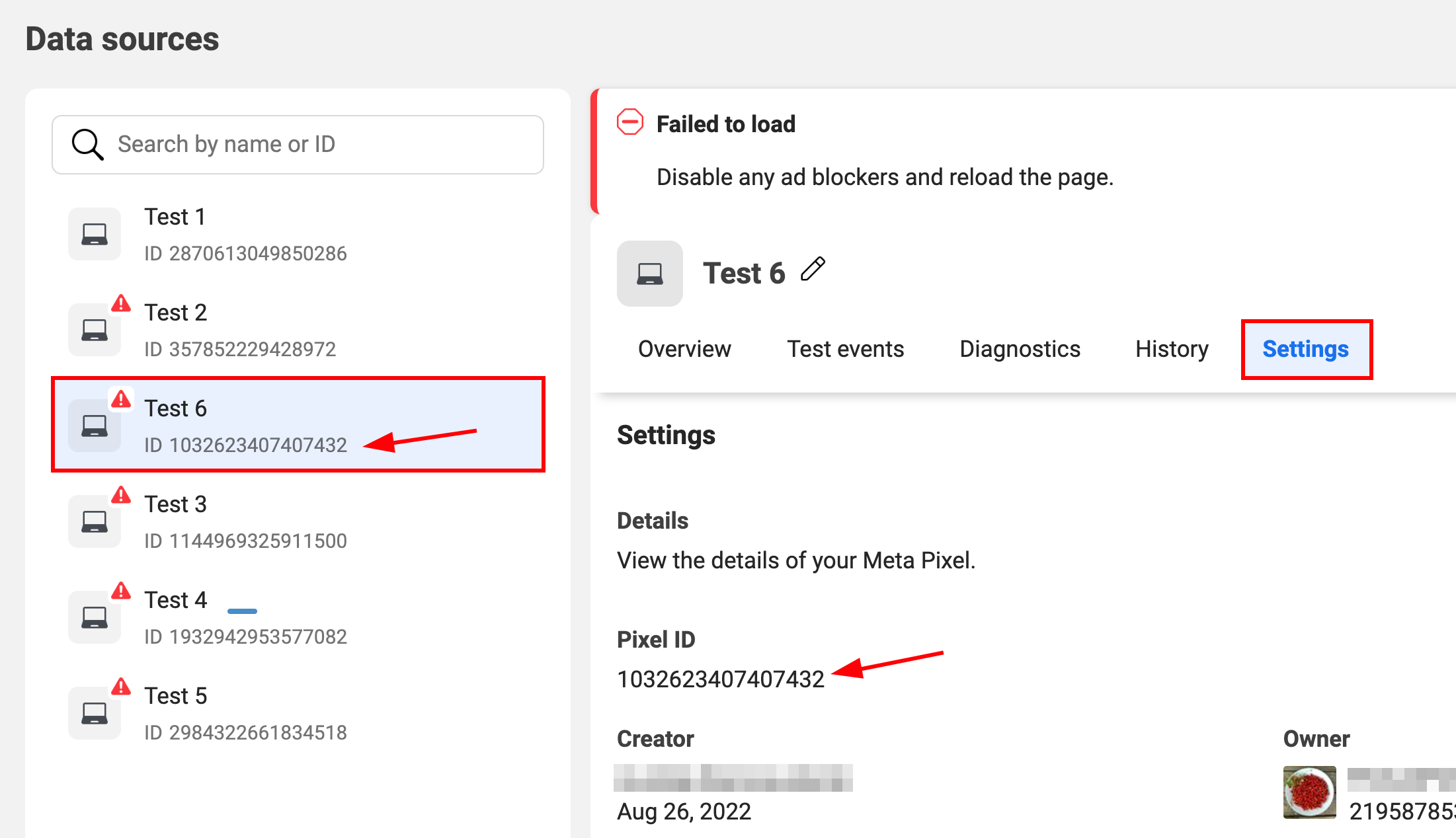 Pikselio integracijos nustatymai; kaip rasti pikselio ID