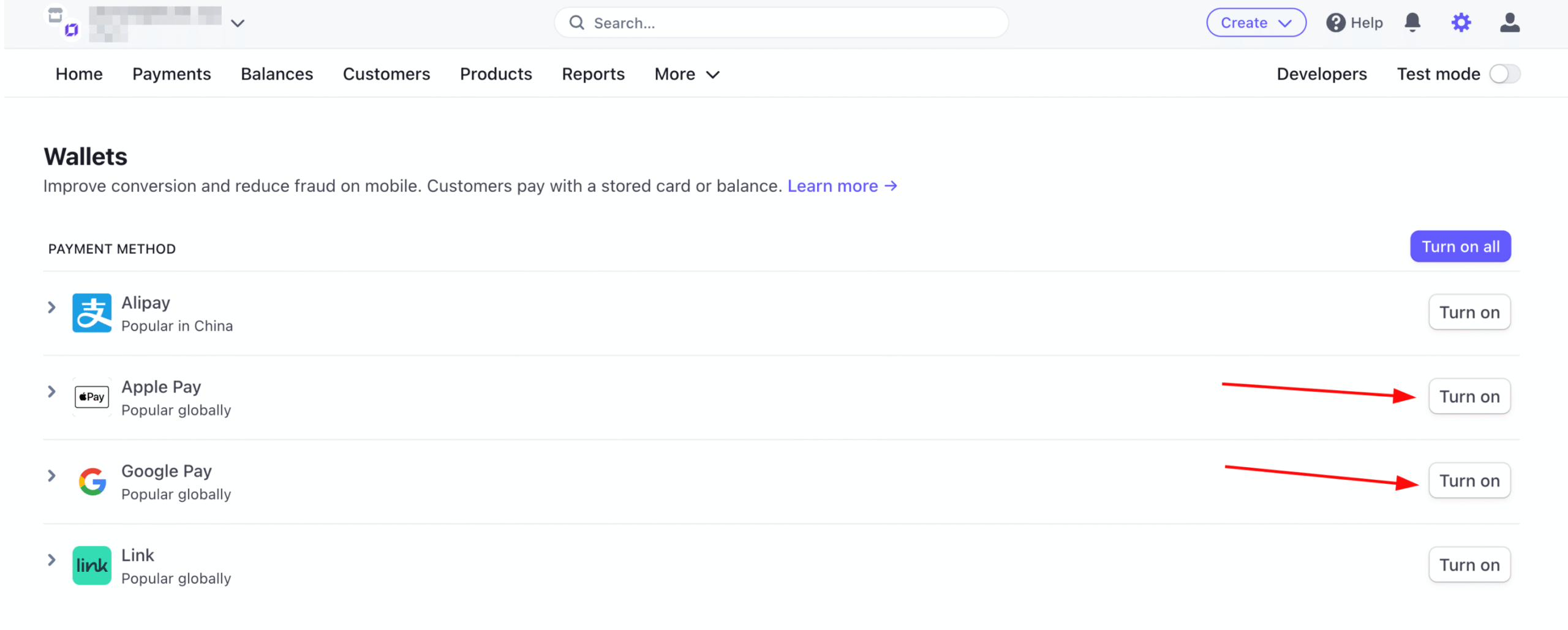 Mokėjimo būdų nustatymai Stripe platformoje