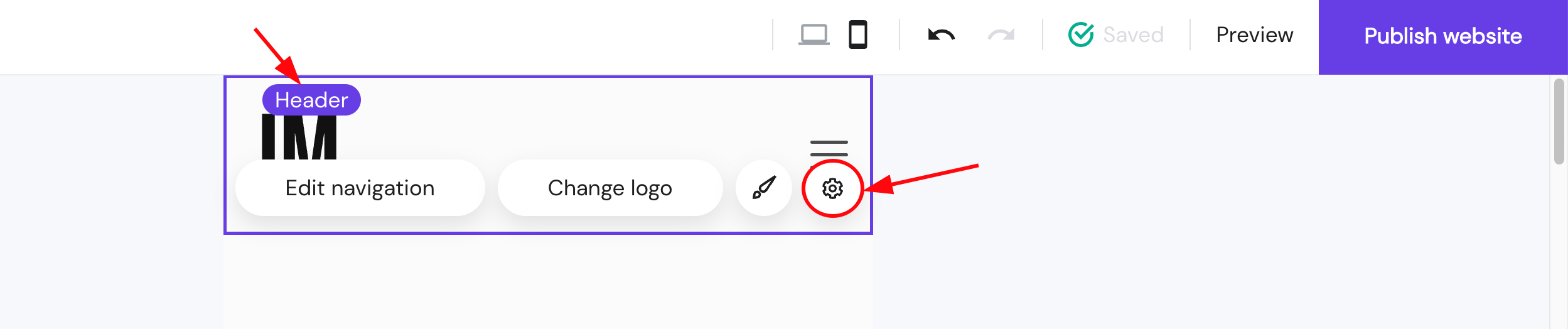 Antraštės nustatymai Hostinger svetainių kūrimo įrankyje