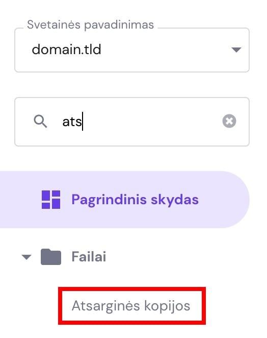 Svetainės valdymo skyde esantis paieškos laukelis leidžia greičiau rasti norimą įrankį, funkciją ar nustatymą