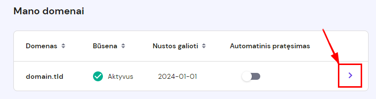 Šalia domeno esanti rodyklė veda į domeno valdymo zoną