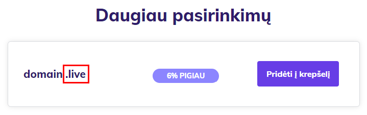Daugiau domeno galūnių parinkčių