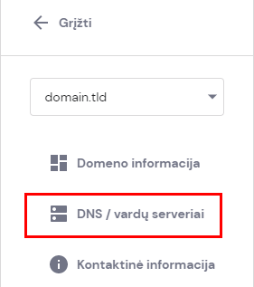 Domeno valdymo zonos skiltis DNS / vardų serveriai
