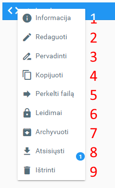 Failo valdymo galimybės