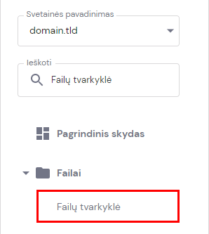 Failų tvarkyklė hostingo valdymo zonoje