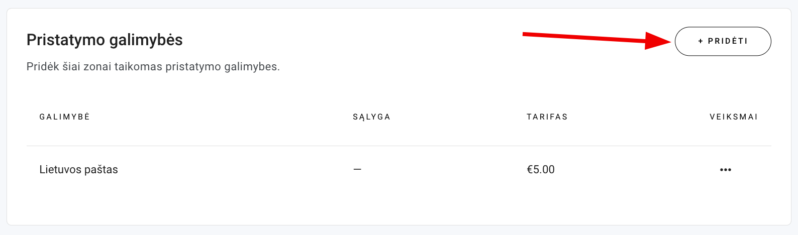 Pristatymo būdo pavadinimas