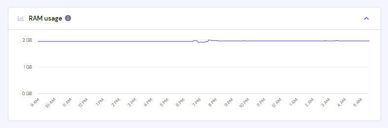 VPS plano RAM sunaudojimo grafikas