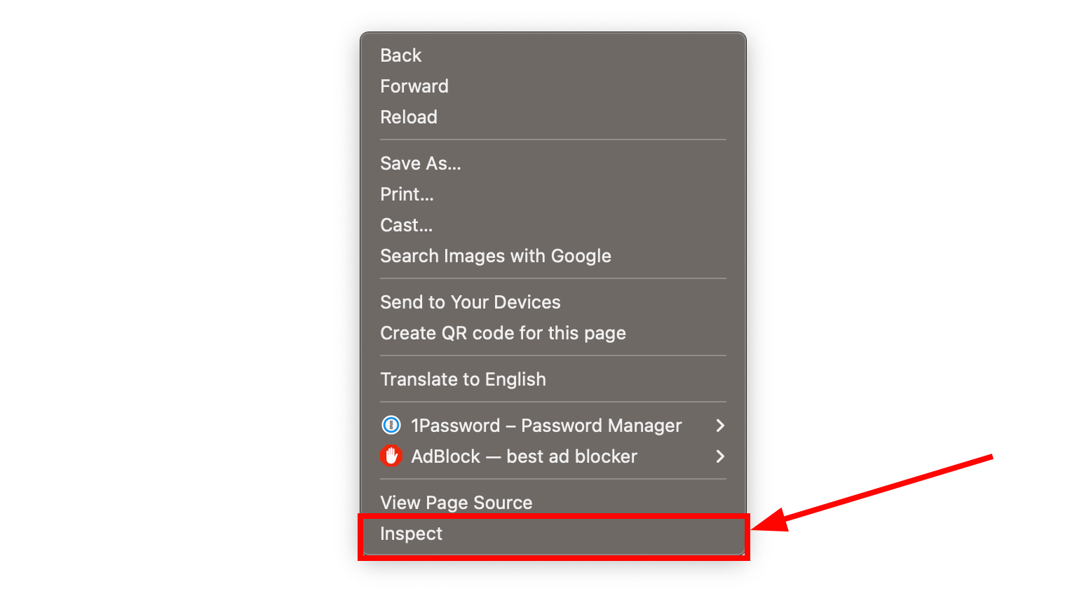 Dešinysis pelės klavišas atidaro antrinį meniu, kuriame yra parinktis, skirta patikrinti tinklalapio kodą