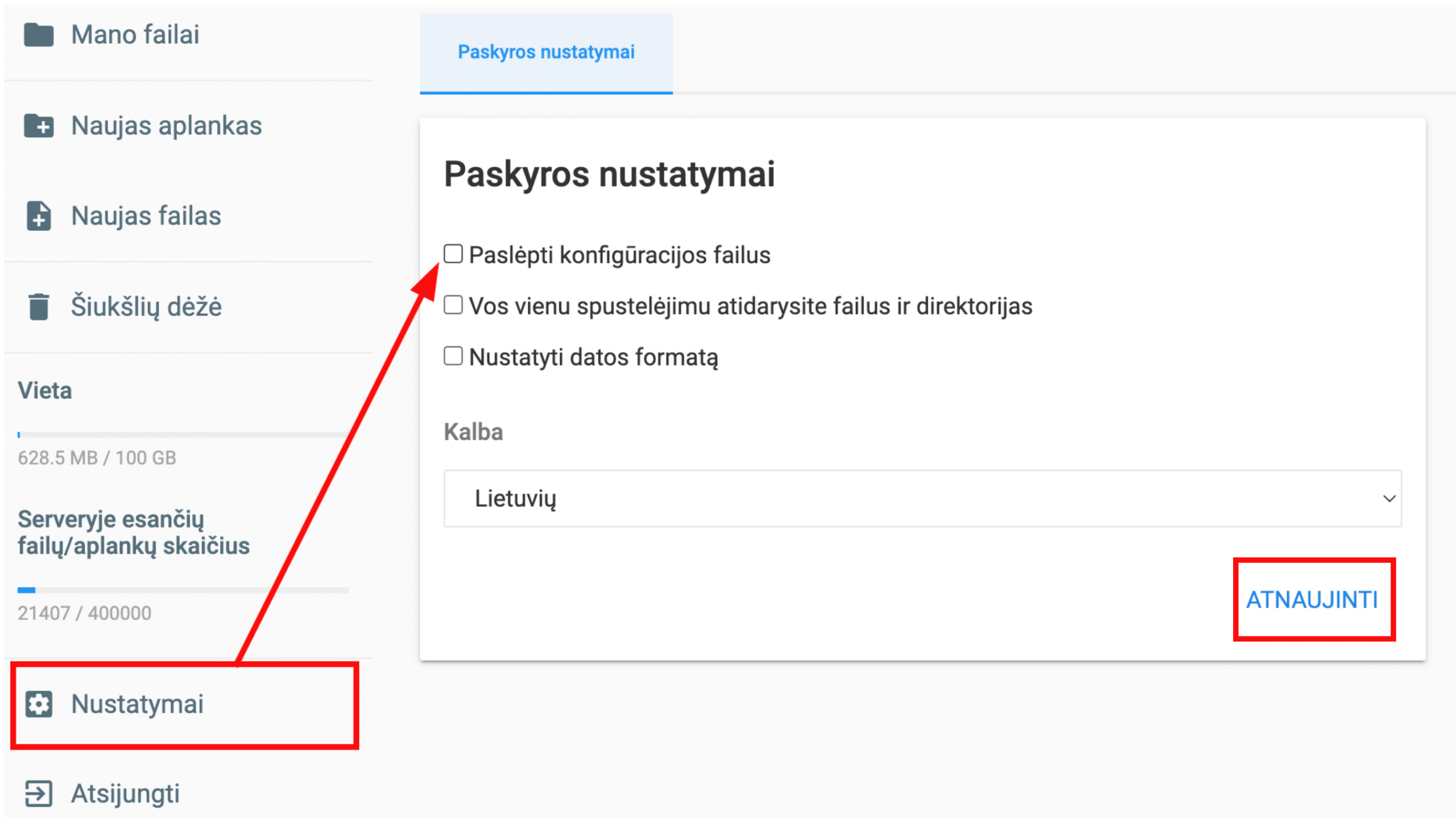 FileZilla FTP kliento nustatymai