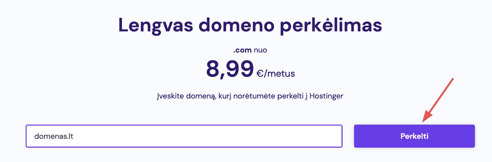 Domeno perkėlimas į Hostinger