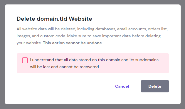 Deleting the original website