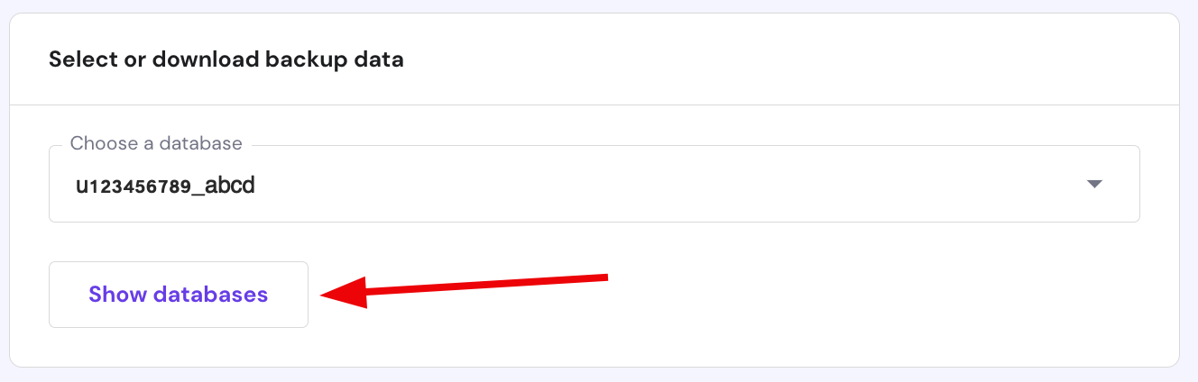 Downloading the preferred backup of a website's databases