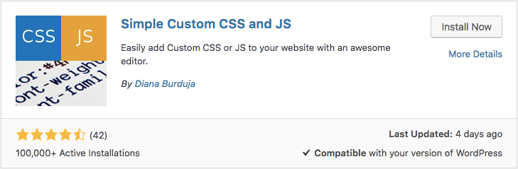 Plugin Simple Custom CSS and JS para WordPress