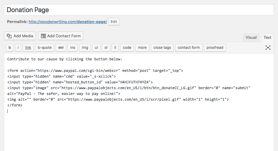 Agregar un botón de donación de PayPal a una publicación de WordPress