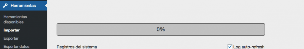 Verificando el progreso del proceso de importación.