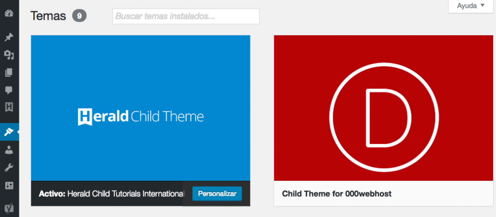 Cambiando tu tema activo de WordPress.