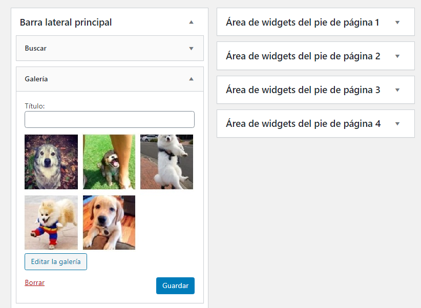 Barra lateral con galería