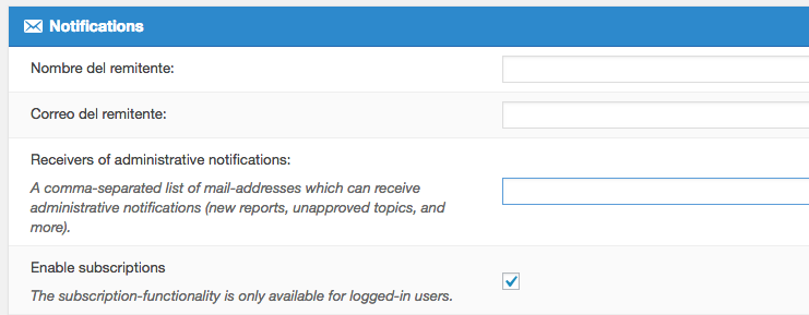 Habilitar las suscripciones posteriores.
