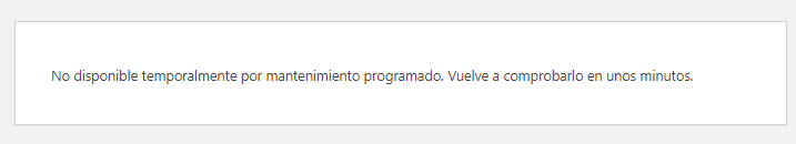 Mensaje de sitio en modo mantenimiento por defecto