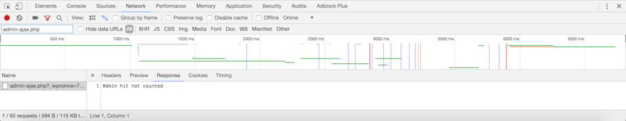 Informes de la consola de Chrome admin-ajax.php