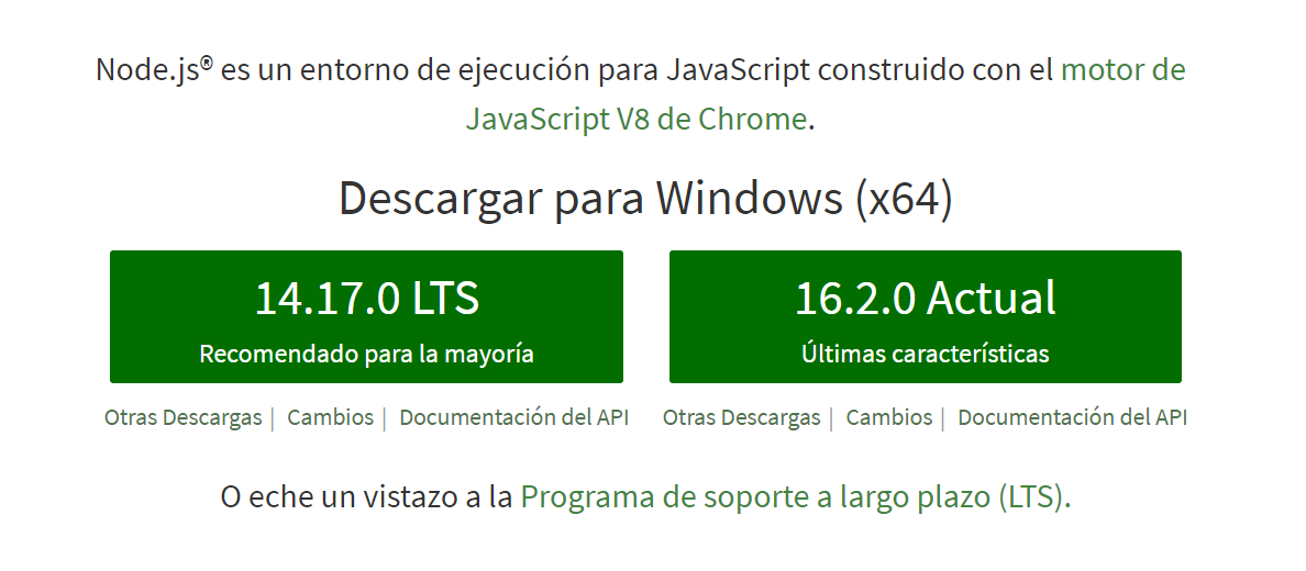 Descargar Node.js