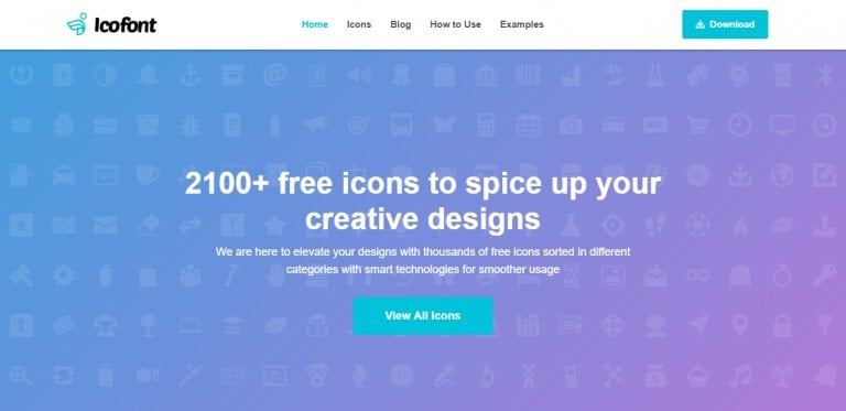 La página de inicio de IcoFont