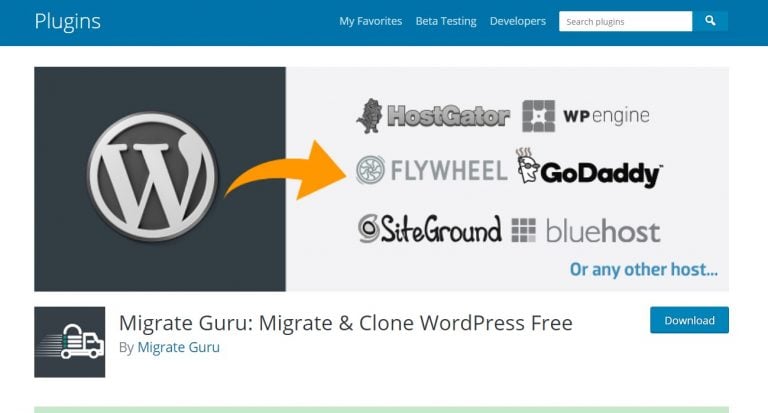 Migrar la página del complemento oficial de WordPress de Guru