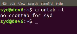 crontab -l resultado cron job