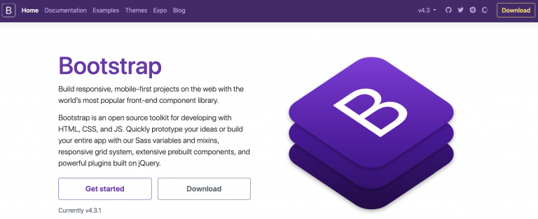 página de inicio de bootstrap