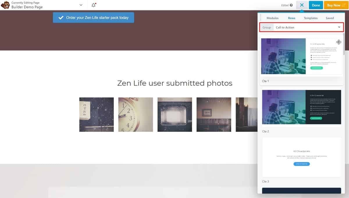 Filas prediseñadas de Beaver Builder
