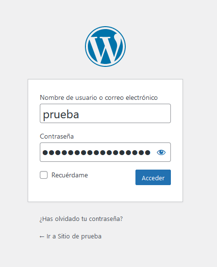 Inicio de sesión en WordPress
