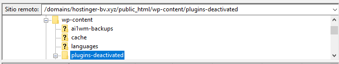 Renombrar la carpeta plugins para desactivarlos