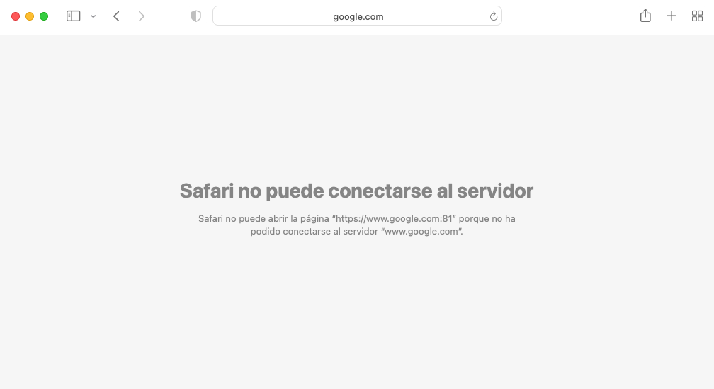 Mensaje de ERR_CONNECTION_TIMED_OUT en Safari