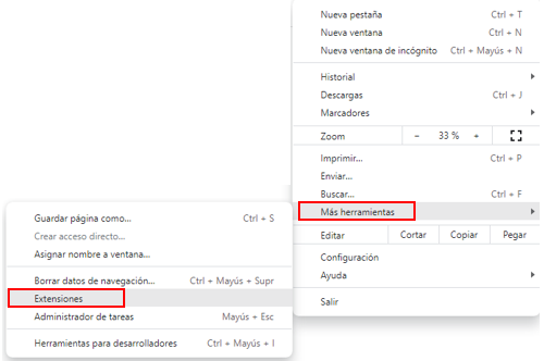 Abrir las extensiones de google