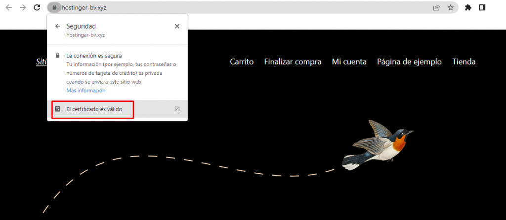 El certificado es válido en Chrome