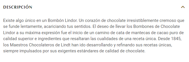 Ejemplo de productos Lindt