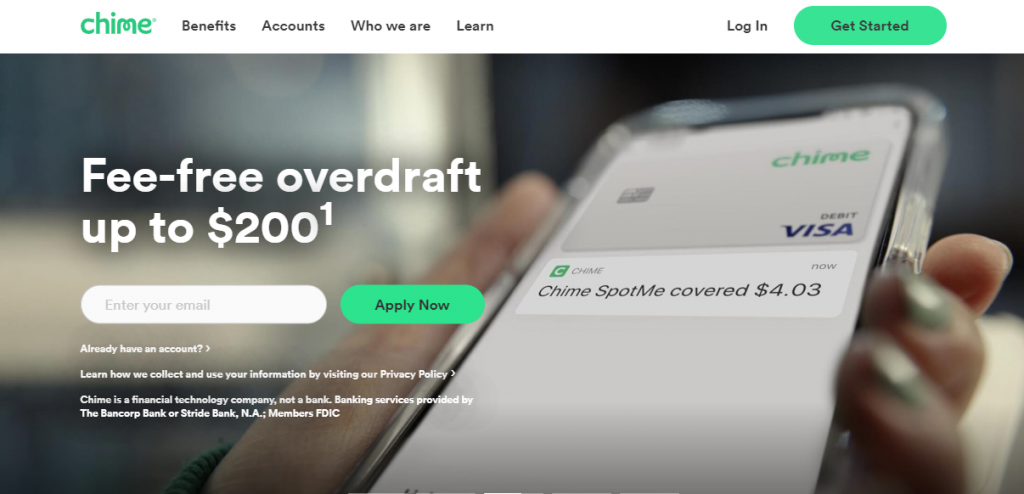 Página de inicio Chime