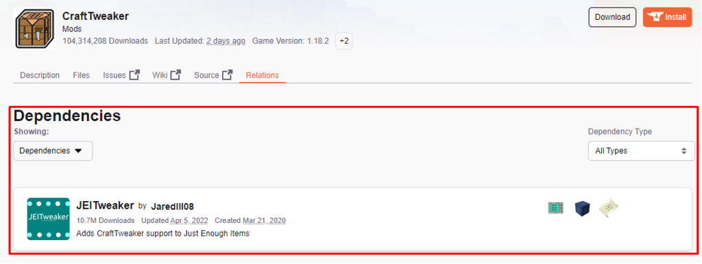 Complementos que deben ser instalados con el mod