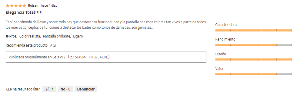 Reseña incluida en la descripción del producto
