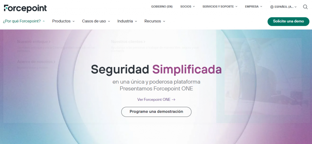 Página de inicio de ForcePoint
