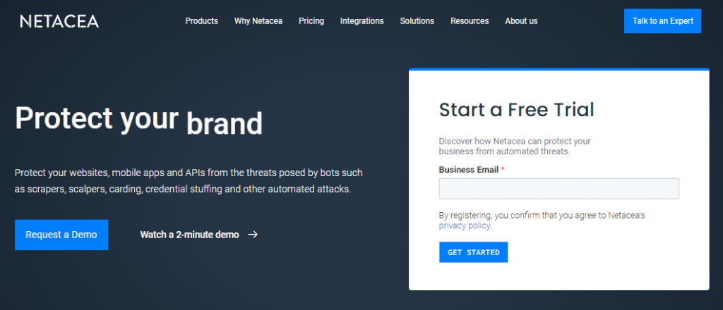 Página de inicio de Netacea