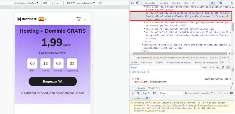 Visualización nuevo texto editado
