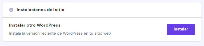 Pestaña Instalaciones del sitio