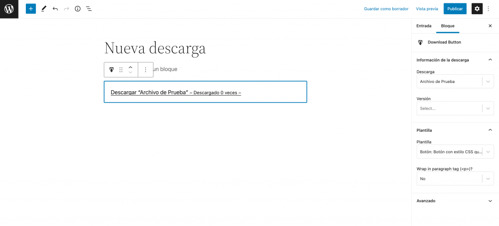Añadir una descarga de archivos en un post utilizando el plugin Download Monitor
